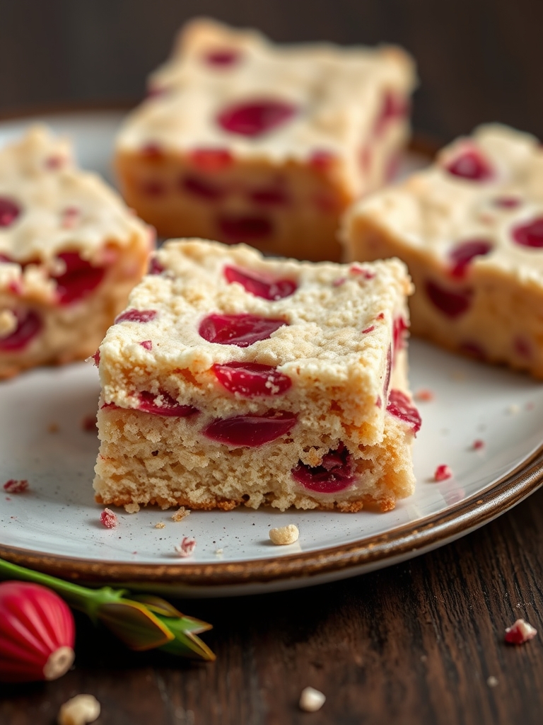 Buttery Rhubarb Shortbread Bars