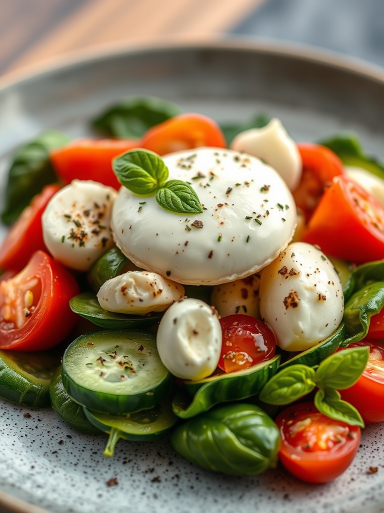Easy Cucumber Caprese Salad
