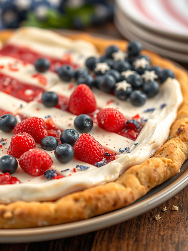 Easy July 4th Flag Patriotic Dessert Pizza Recipe