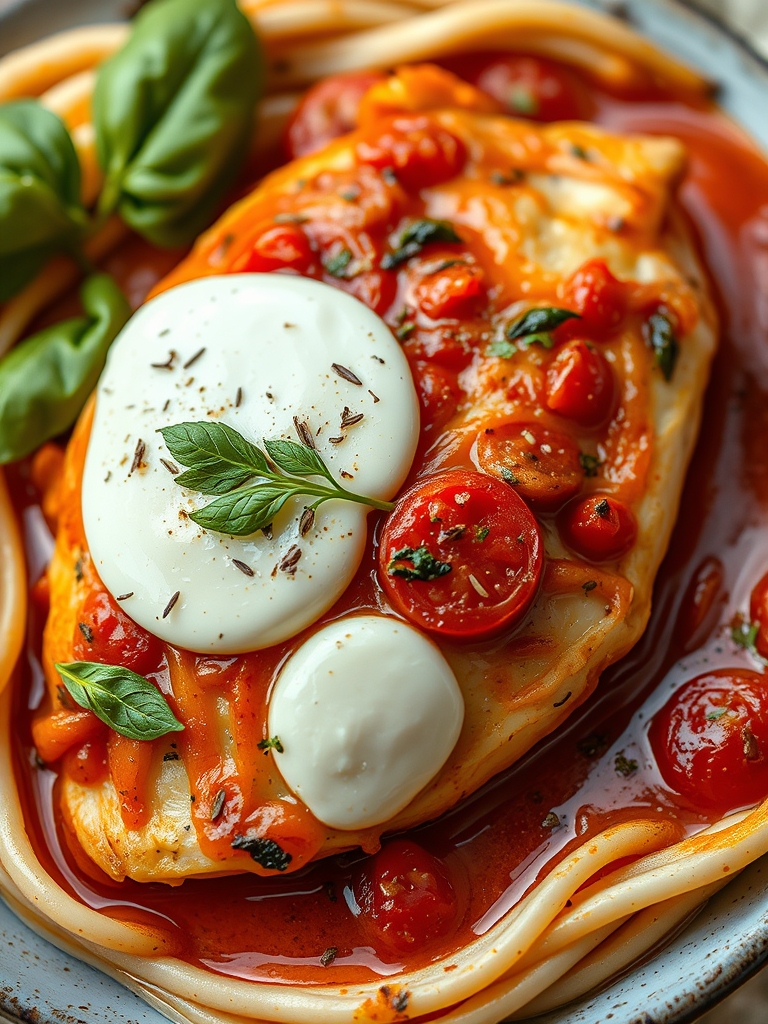 Garlic Tomato Chicken with Mozzarella