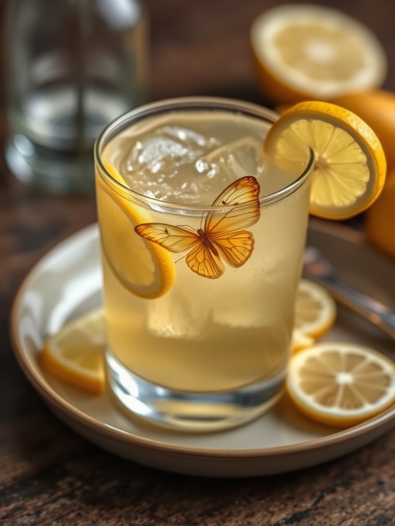 Honey Lemon Butterfly Fizz(Non-Alcoholic Spring Drink)