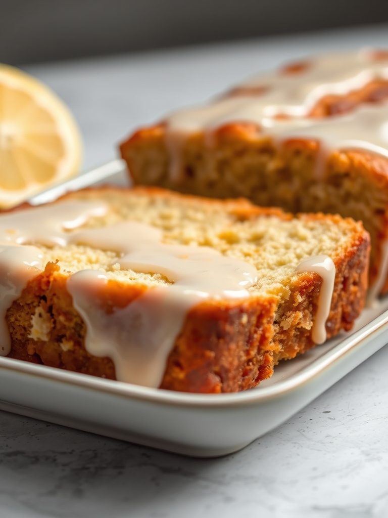 Lemon Rhubarb Loaf with Glaze