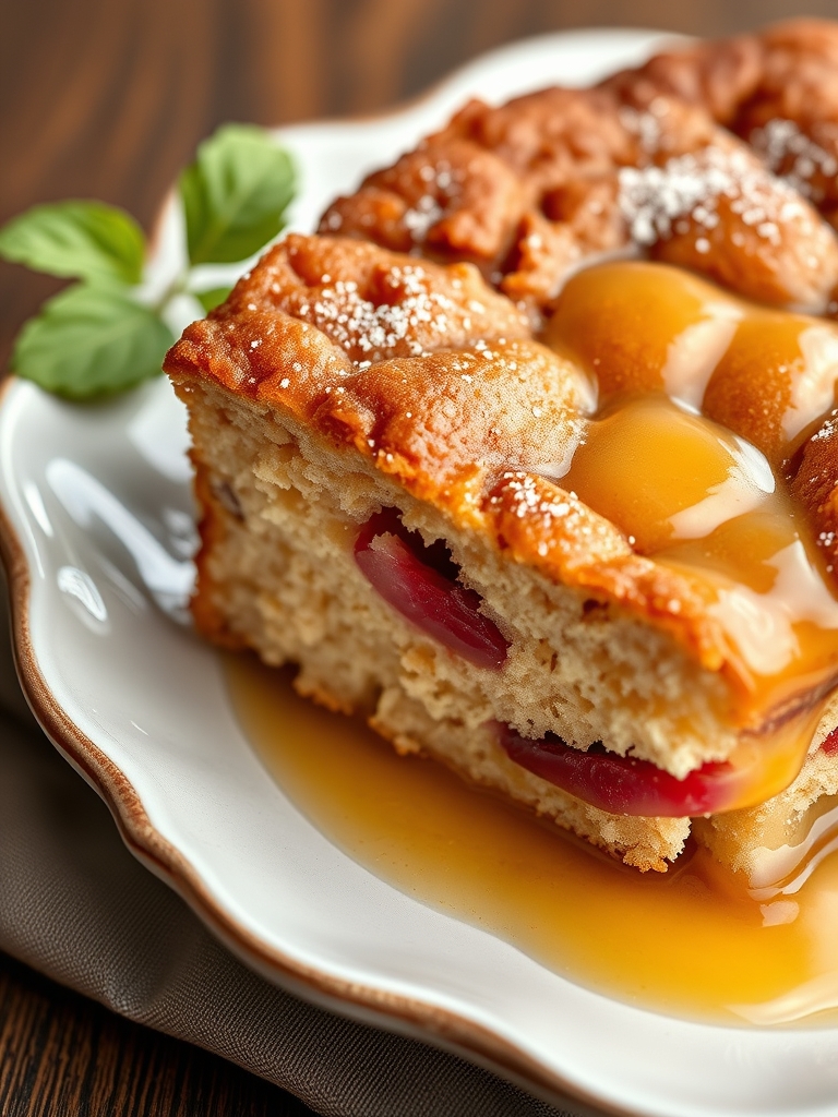 Moist Rhubarb Cake with Butter Sauce