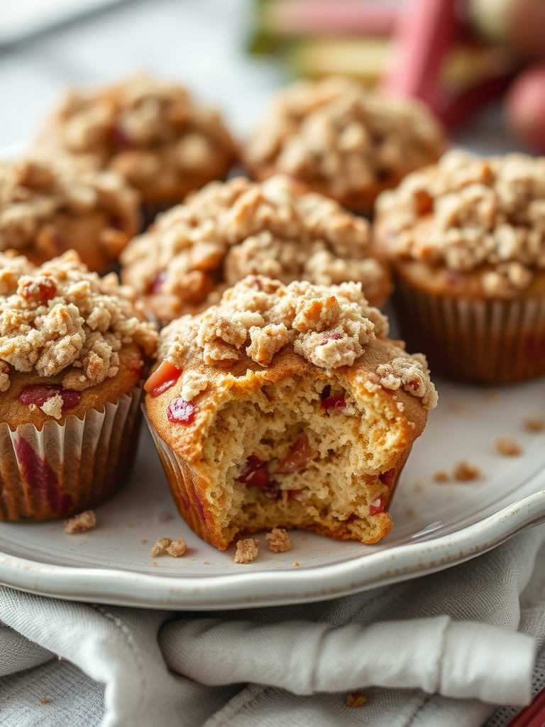 Nostalgic Rhubarb Muffins with Crumbly Topping