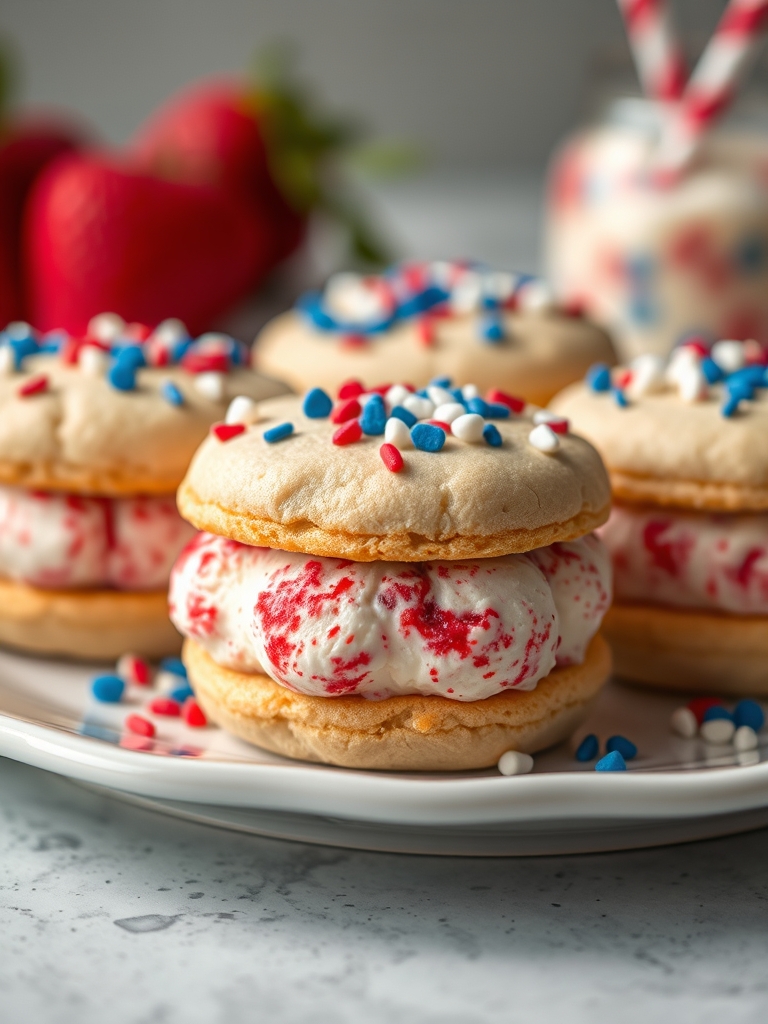 Patriotic Mini Ice Cream Sandwiches