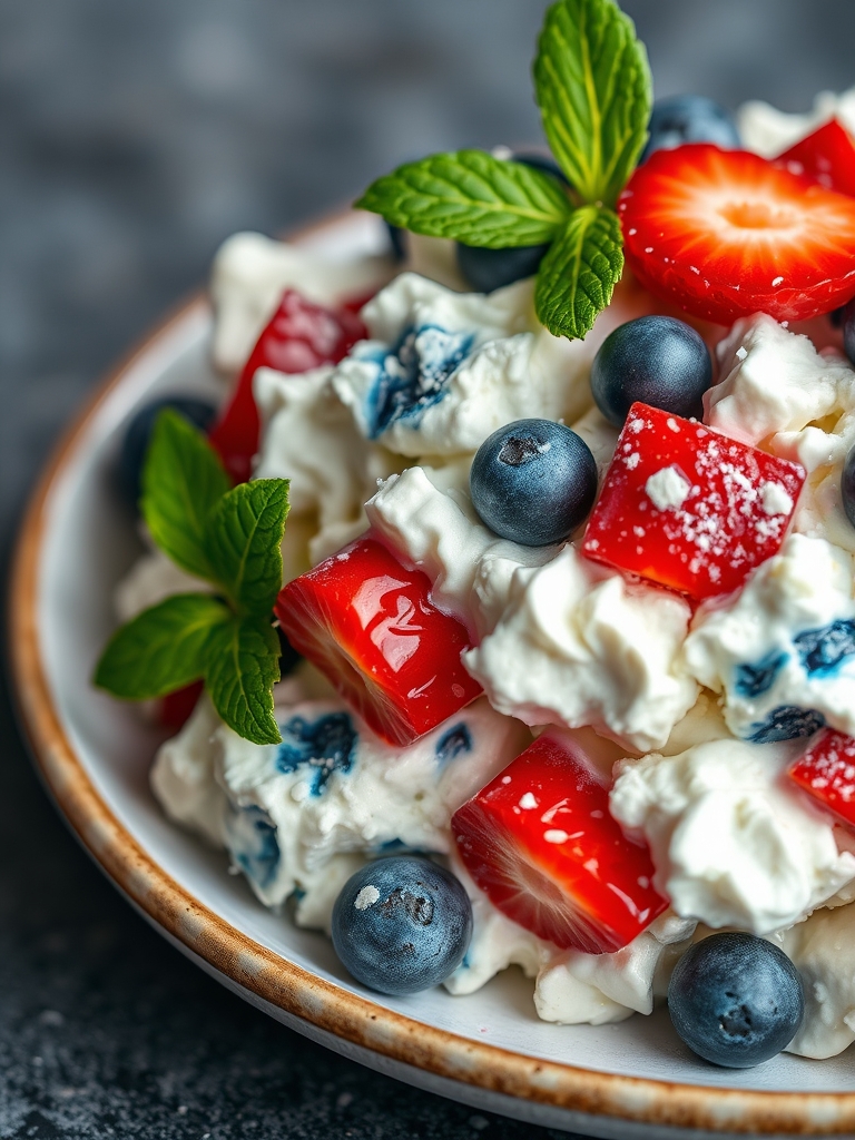 RED WHITE AND BLUE CHEESECAKE SALAD