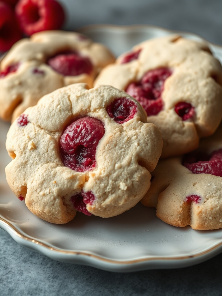 Raspberry Rose Shortbread Cookies