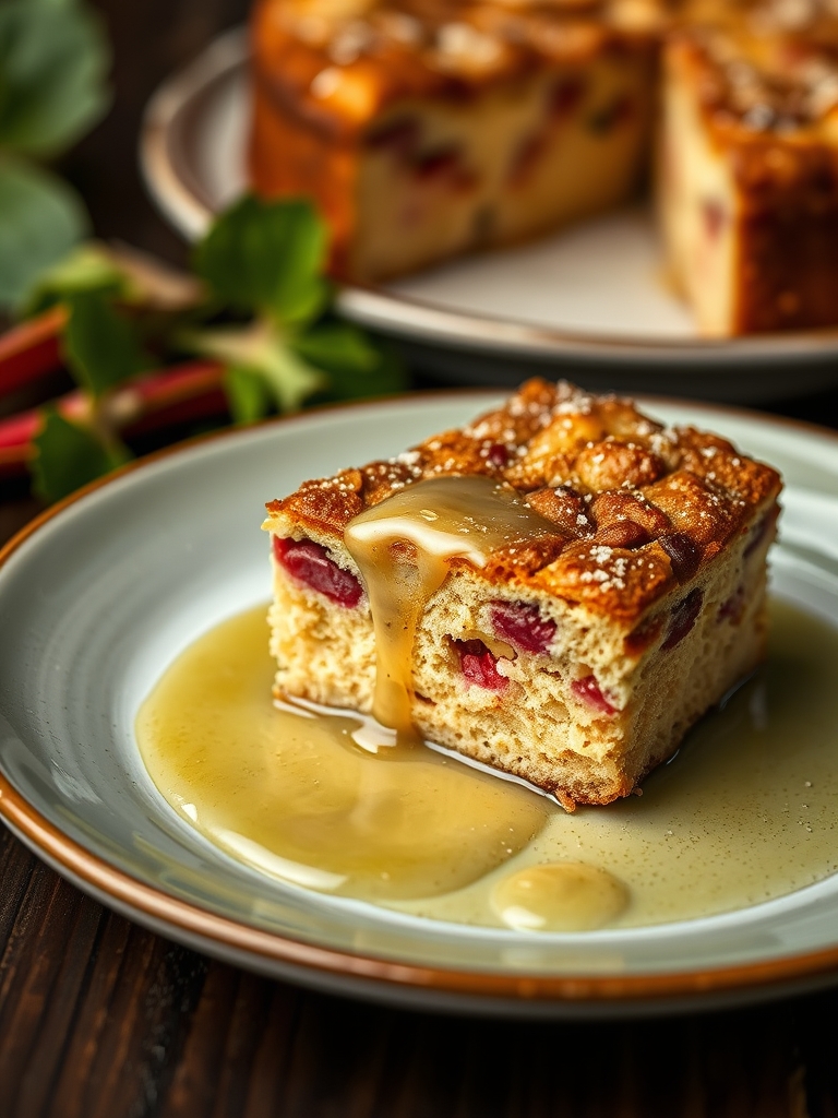 Rhubarb Cake with Butter Sauce