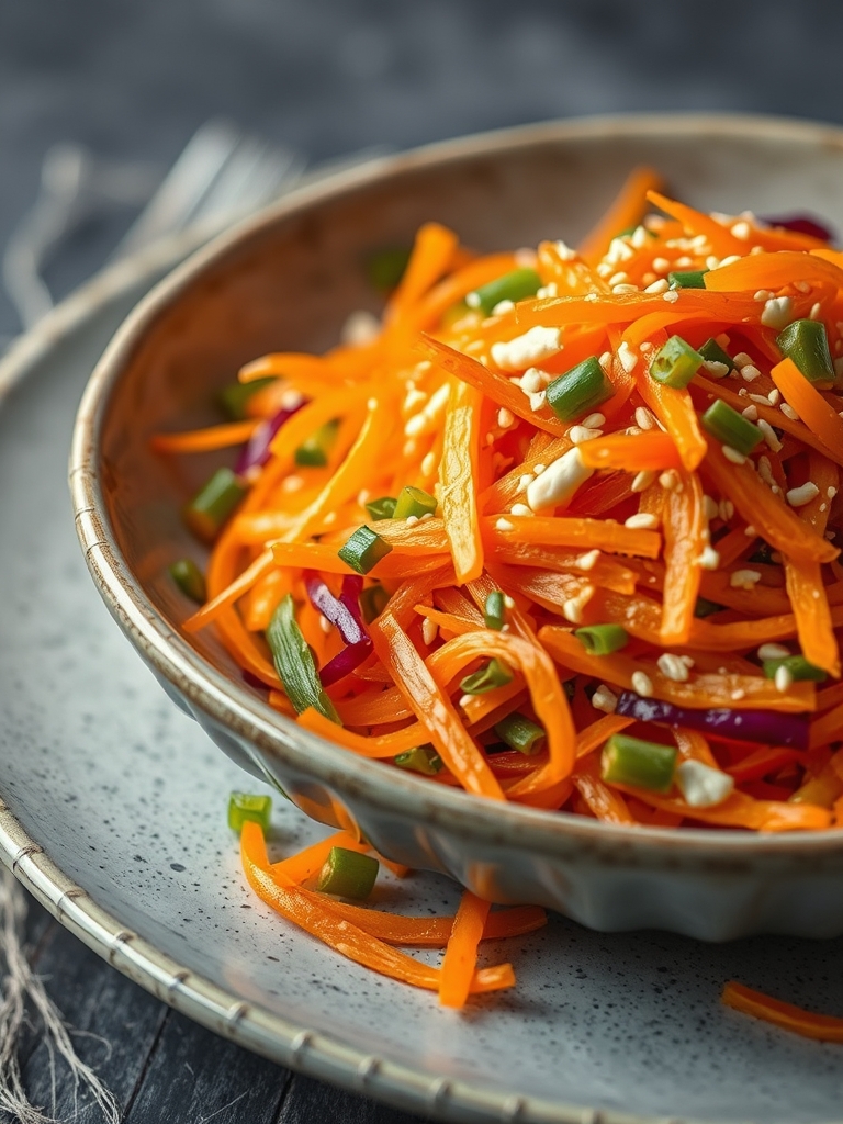 Shaved Rainbow Carrot Sesame Salad