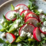 Sugar Snap Pea Salad with Radishes Feta and Arugula