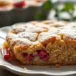 Traditional Norwegian Rhubarb Cake with a Tender Crust
