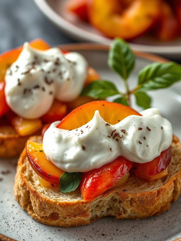 Best Peach Bruschetta With Whipped Ricotta