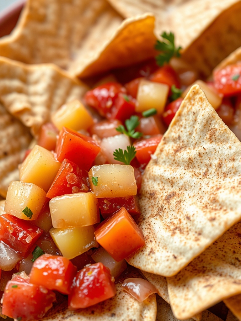 Fruit Salsa with Cinnamon Sugar Tortilla Chips