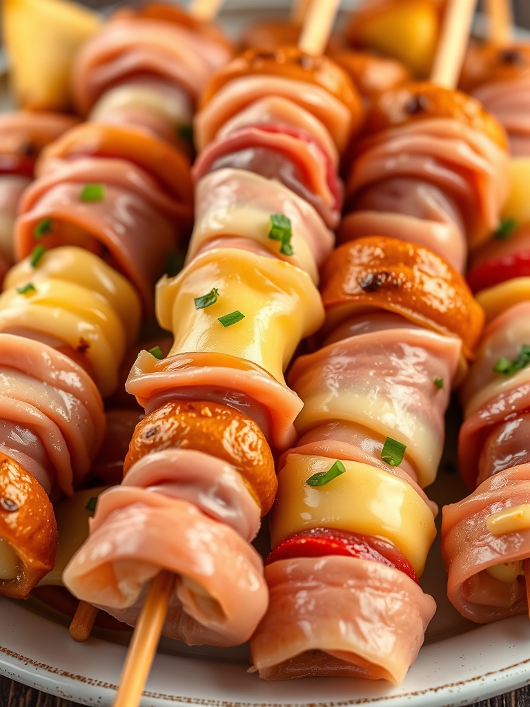 Ham and Cheese Pretzel Kabobs