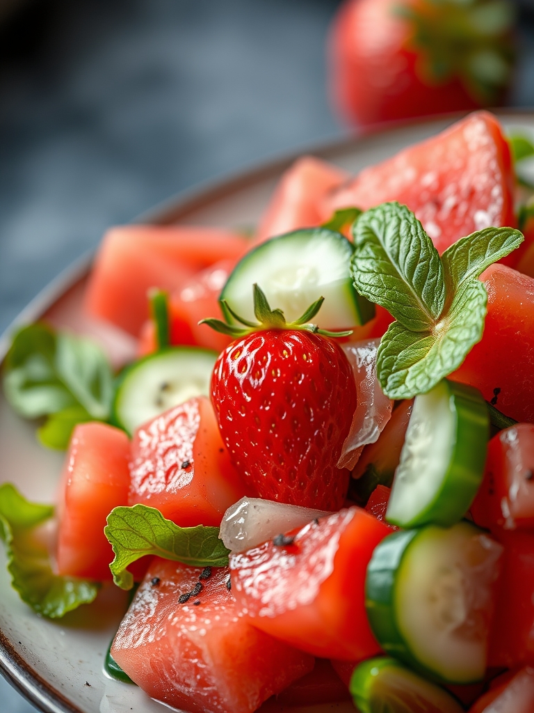 Strawberry Watermelon Cucumber Salad