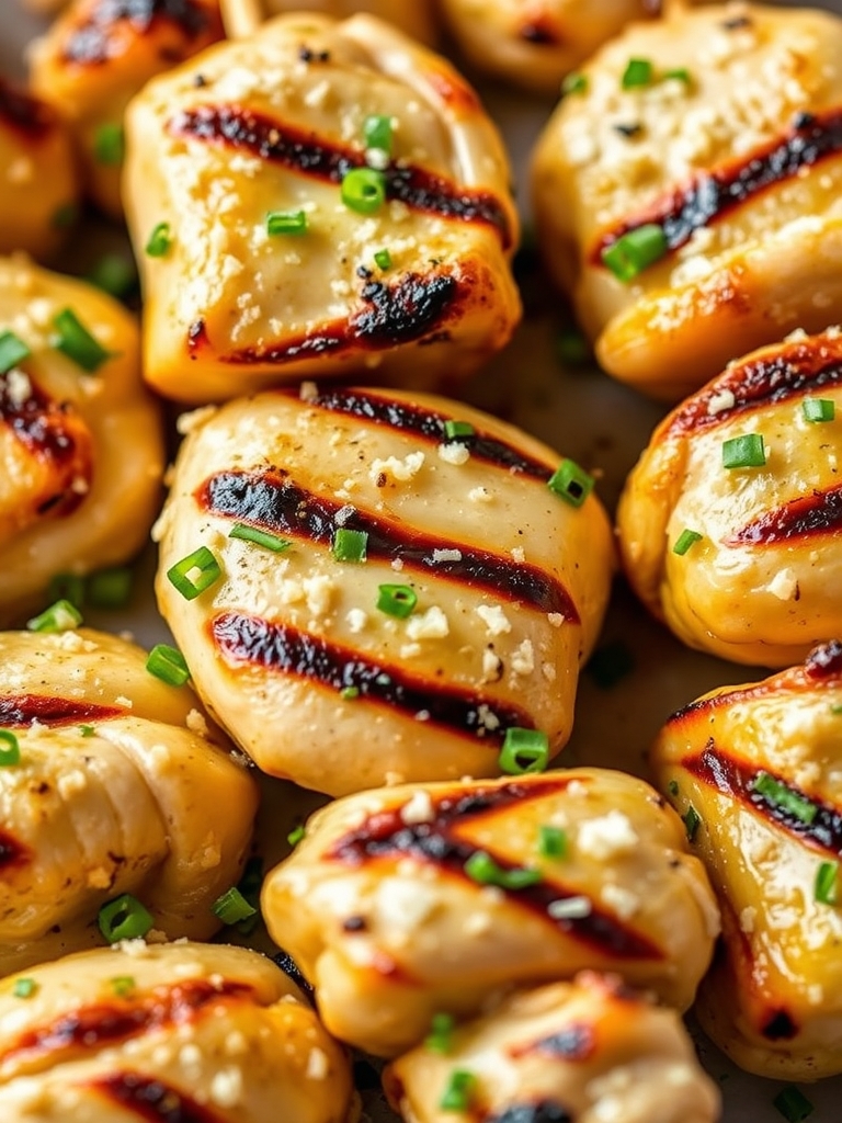 Grilled Ranch Garlic Parmesan Chicken Skewers: 3 Tasty Ways to Make Them 3 Ingredients for Grilled Ranch Garlic Parmesan Chicken Skewers, including chicken, ranch dressing, garlic, and Parmesan cheese.