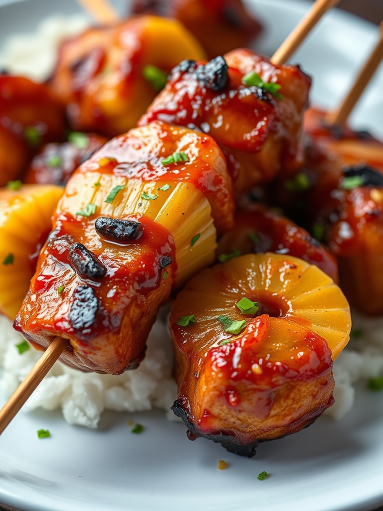 Pineapple BBQ Pork Skewers