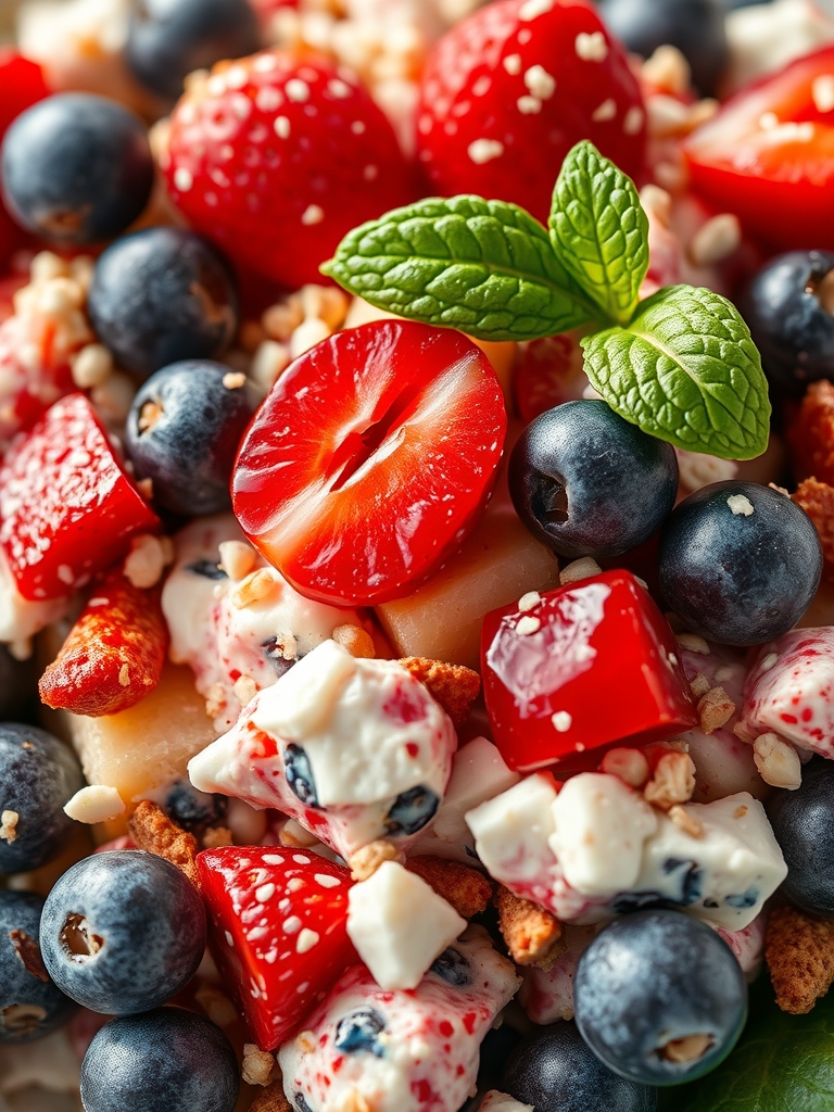 Red White and Blue Cheesecake Salad ingredients