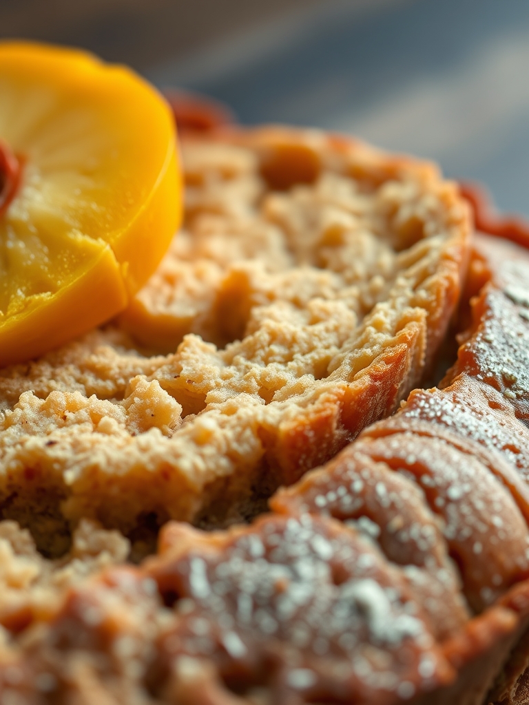 SOUTHERN PEACH BREAD: 5 Reasons to Bake This Classic Recipe 3 Ingredients for SOUTHERN PEACH BREAD laid out on a wooden surface, including flour, peaches, eggs, and spices.